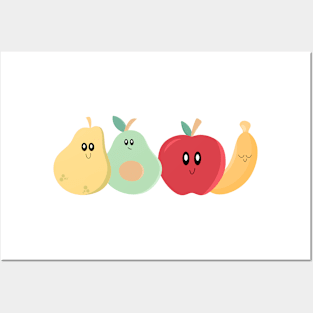 Cute Fruit Banana Apple Pear Avocado Posters and Art